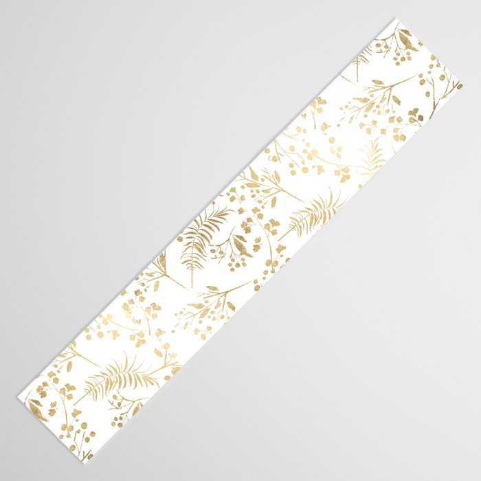 Elegant modern white faux gold floral Table Runner Gallery Image 3
