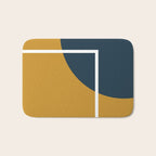 Fusion 4: Minimalist Geometric Abstract in Dark Mustard Yellow, Navy Blue, and White Bath Mat Gallery Image 1
