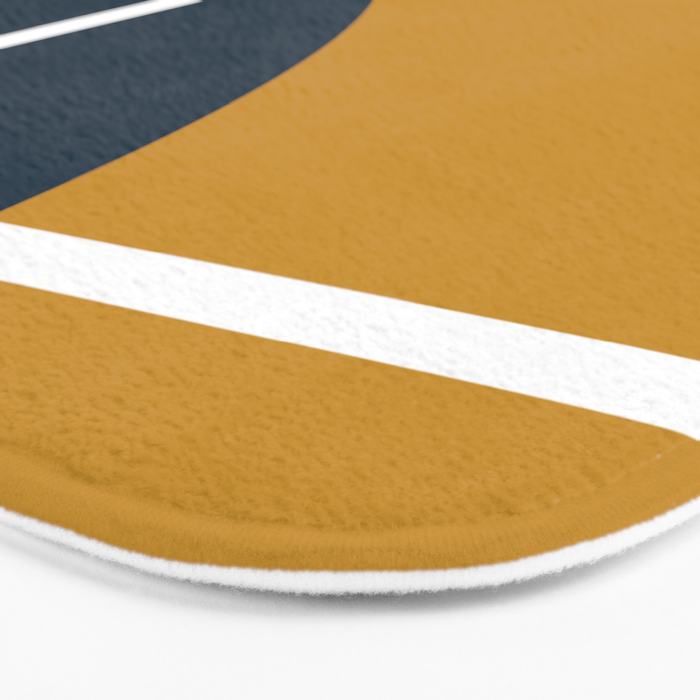 Fusion 4: Minimalist Geometric Abstract in Dark Mustard Yellow, Navy Blue, and White Bath Mat Gallery Image 3