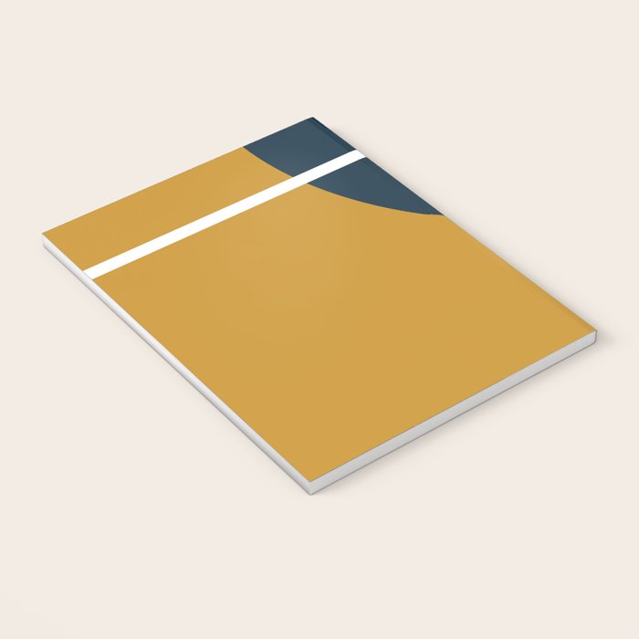 Fusion 4: Minimalist Geometric Abstract in Dark Mustard Yellow, Navy Blue, and White Notebook Gallery Image 3