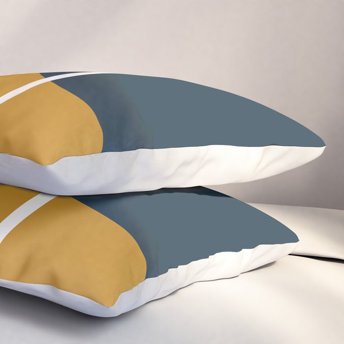 Fusion 4: Minimalist Geometric Abstract in Dark Mustard Yellow, Navy Blue, and White Pillow Sham Gallery Image 3