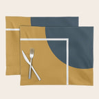 Fusion 4: Minimalist Geometric Abstract in Dark Mustard Yellow, Navy Blue, and White Placemat Gallery Image 1