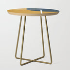 Fusion 4: Minimalist Geometric Abstract in Dark Mustard Yellow, Navy Blue, and White Side Table Gallery Image 1