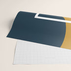 Fusion 4: Minimalist Geometric Abstract in Dark Mustard Yellow, Navy Blue, and White Wrapping Paper Gallery Image 2