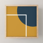 Fusion 4: Minimalist Geometric Abstract in Dark Mustard Yellow, Navy Blue, and White Mini Art Print Gallery Image 1