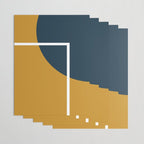 Fusion 4: Minimalist Geometric Abstract in Dark Mustard Yellow, Navy Blue, and White Wrapping Paper Gallery Image 3