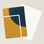 Fusion 4: Minimalist Geometric Abstract in Dark Mustard Yellow, Navy Blue, and White Stationery Card Gallery Image 2