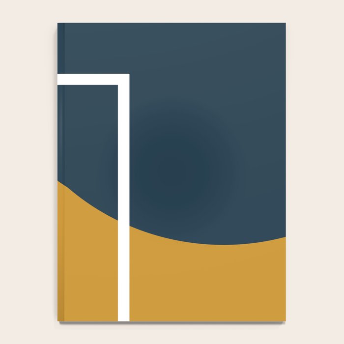 Fusion 4: Minimalist Geometric Abstract in Dark Mustard Yellow, Navy Blue, and White Notebook Gallery Image 4