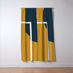 Fusion 4: Minimalist Geometric Abstract in Dark Mustard Yellow, Navy Blue, and White Window Curtain Gallery Image 3