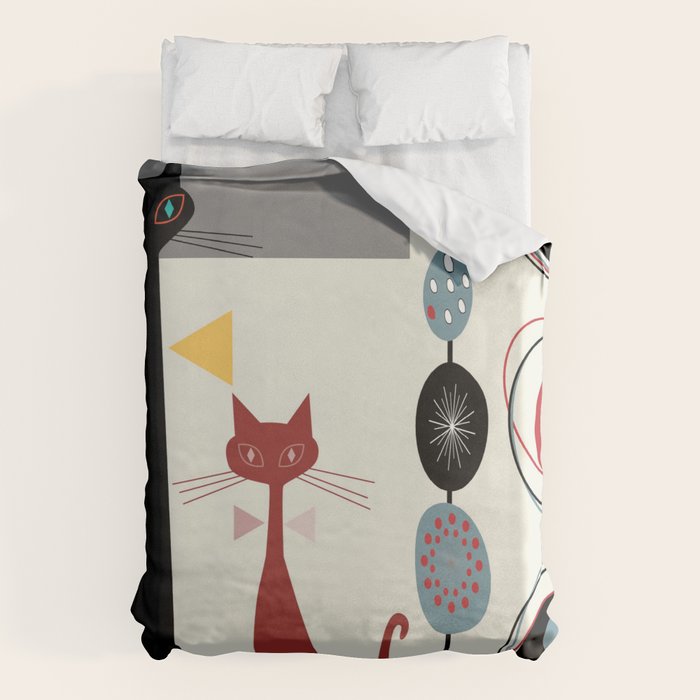 Mid-Century Modern Art Cats Duvet Cover Gallery Image 6
