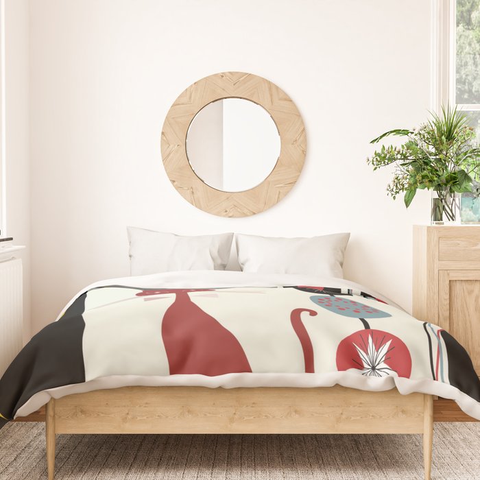 Mid-Century Modern Art Cats Duvet Cover Gallery Image 3