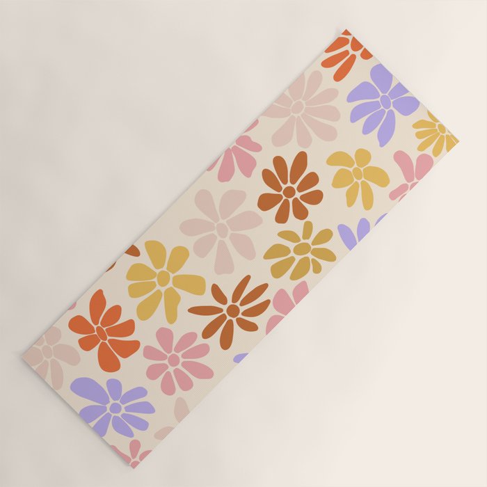 Retro Daisies - Rainbow Pastel Colors Yoga Mat Gallery Image 1