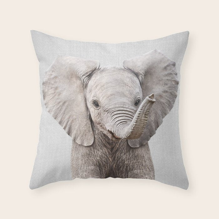 Baby Elephant - Colorful Throw Pillow Gallery Image 6