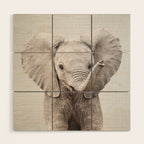 Baby Elephant - Colorful Wood Wall Art Gallery Image 1