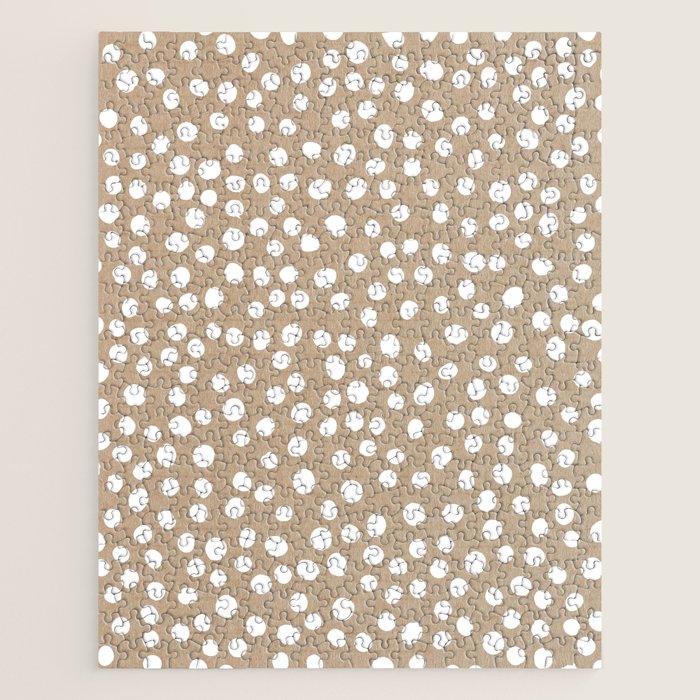 Christmas Snow, White Dots on Brown Paper Jigsaw Puzzle Gallery Image 1