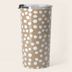 Christmas Snow, White Dots on Brown Paper Travel Mug Gallery Image 3