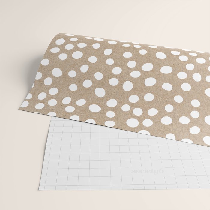 Christmas Snow, White Dots on Brown Paper Wrapping Paper Gallery Image 2