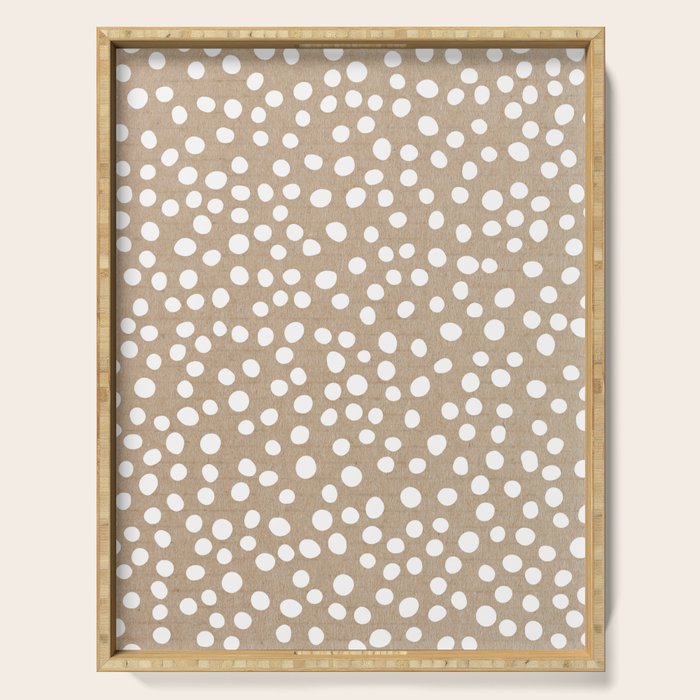 Christmas Snow, White Dots on Brown Paper Serving Tray Gallery Image 1