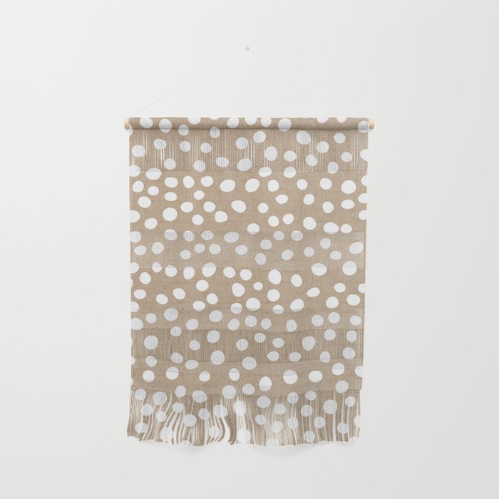 Christmas Snow, White Dots on Brown Paper Wall Hanging Gallery Image 1