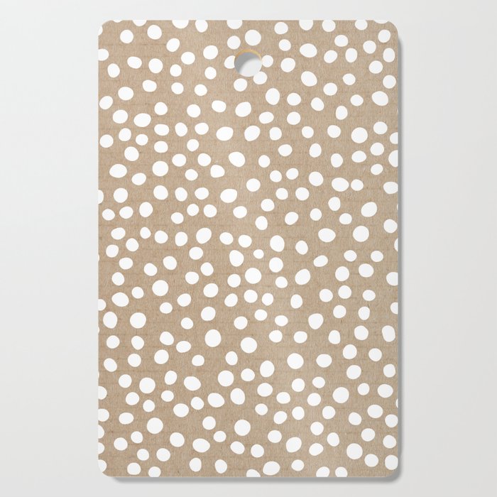 Christmas Snow, White Dots on Brown Paper Cutting Board Gallery Image 1