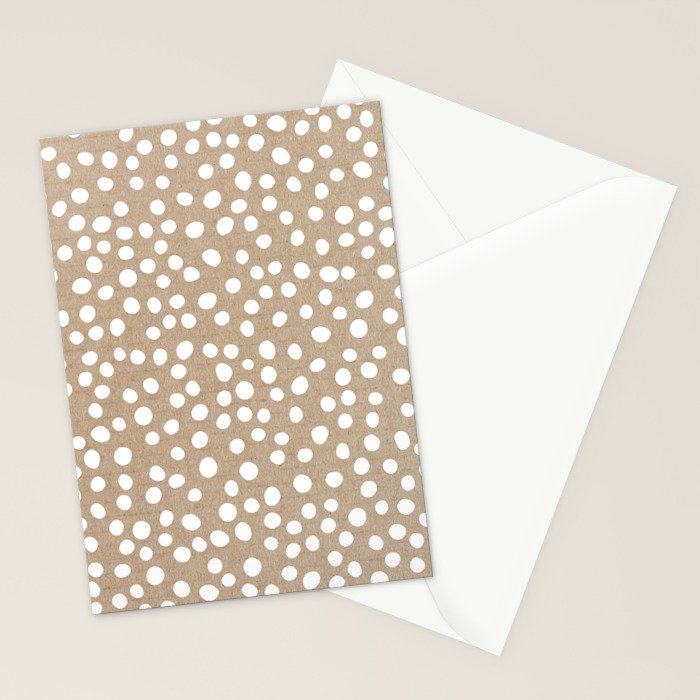 Christmas Snow, White Dots on Brown Paper Stationery Card Gallery Image 2