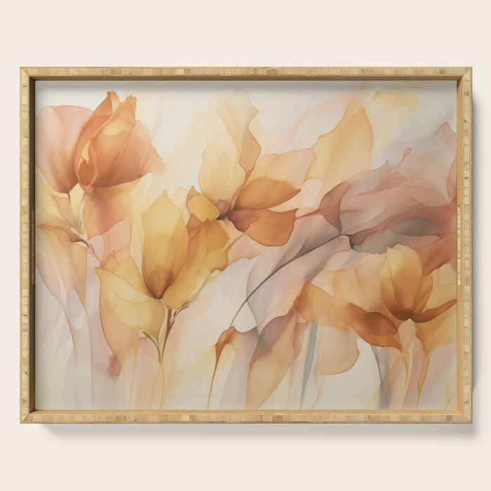 Ethereal Blossom Dreams Amber Marigold Serving Tray Gallery Image 1