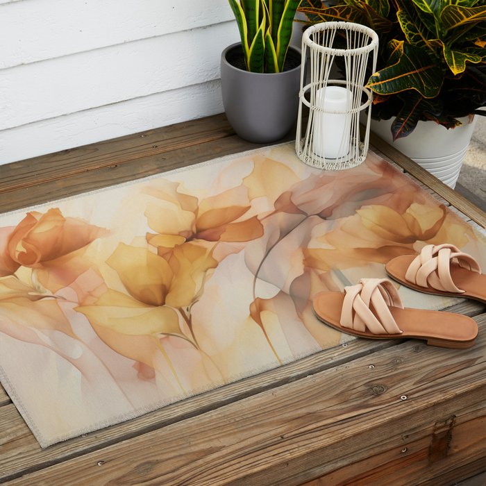 Ethereal Blossom Dreams Amber Marigold Outdoor Rug Gallery Image 2