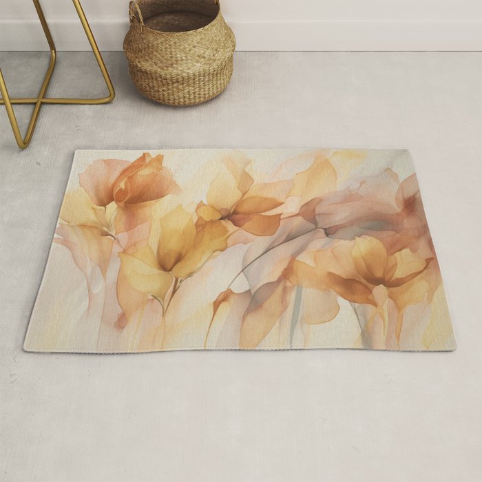 Ethereal Blossom Dreams Amber Marigold Rug Gallery Image 1