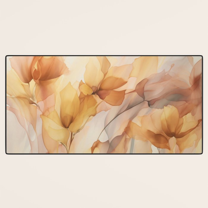 Ethereal Blossom Dreams Amber Marigold Desk Mat Gallery Image 3