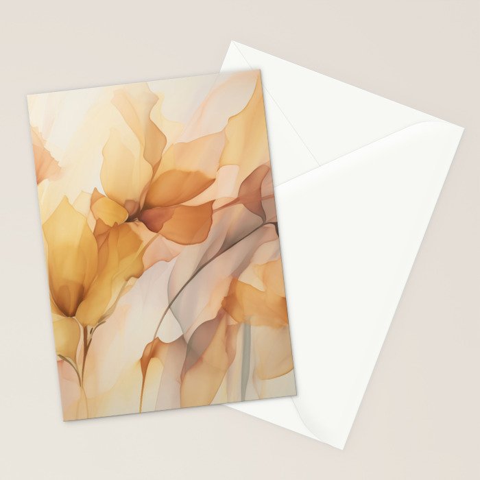 Ethereal Blossom Dreams Amber Marigold Stationery Card Gallery Image 2