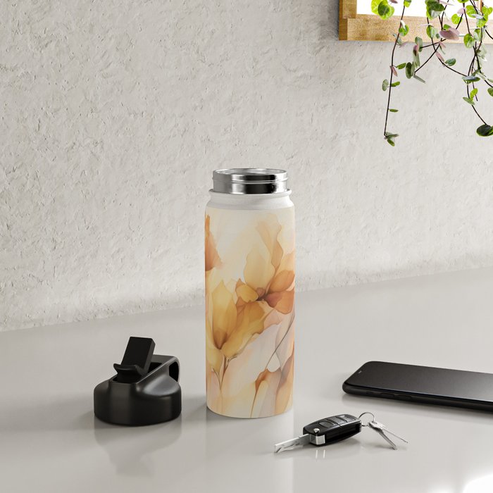 Ethereal Blossom Dreams Amber Marigold Water Bottle Gallery Image 4