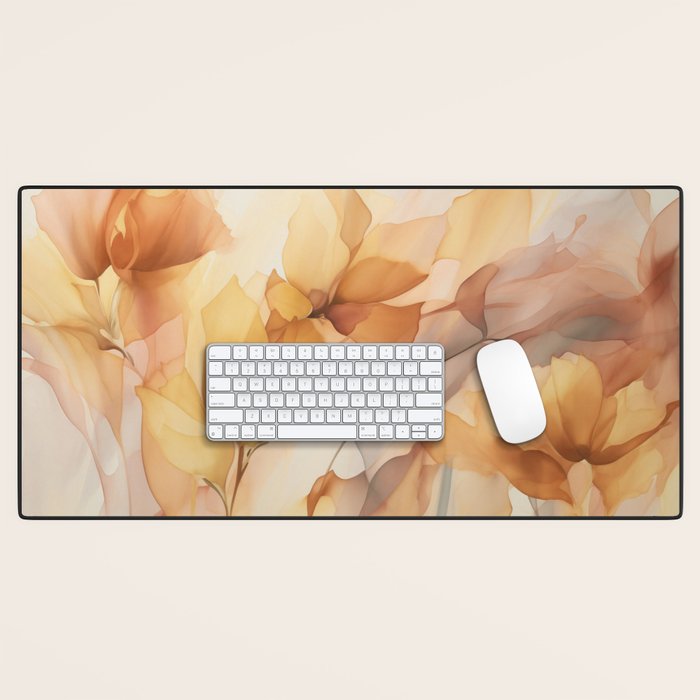 Ethereal Blossom Dreams Amber Marigold Desk Mat Gallery Image 1