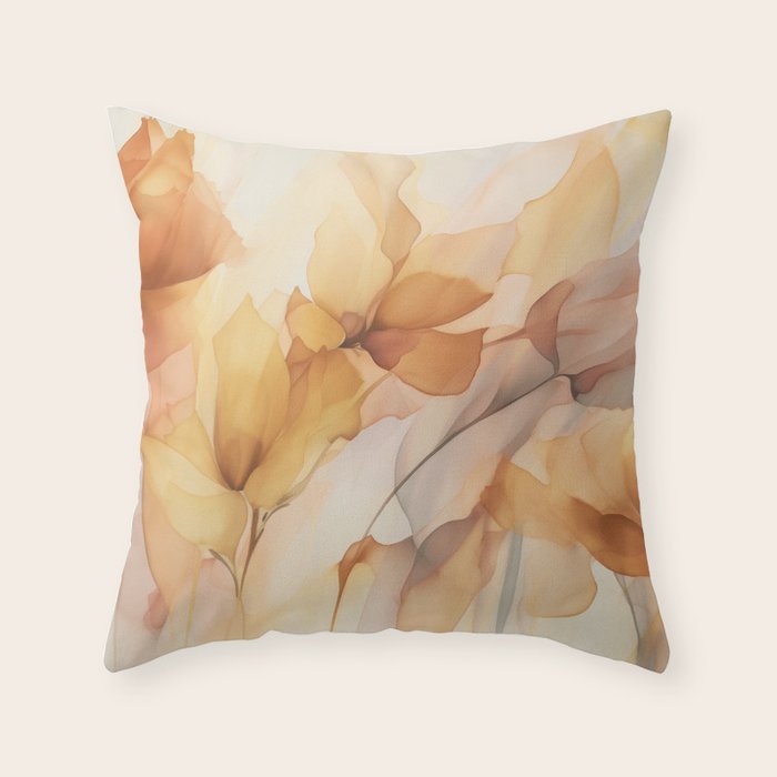 Ethereal Blossom Dreams Amber Marigold Throw Pillow Gallery Image 6