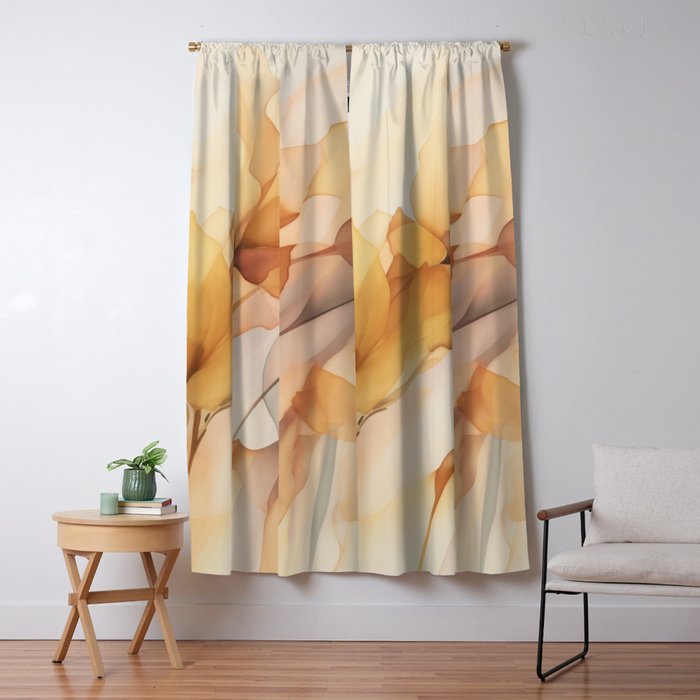 Ethereal Blossom Dreams Amber Marigold Window Curtain Gallery Image 5