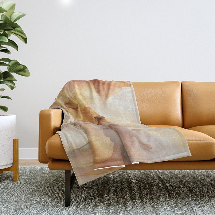 Ethereal Blossom Dreams Amber Marigold Throw Blanket Gallery Image 1