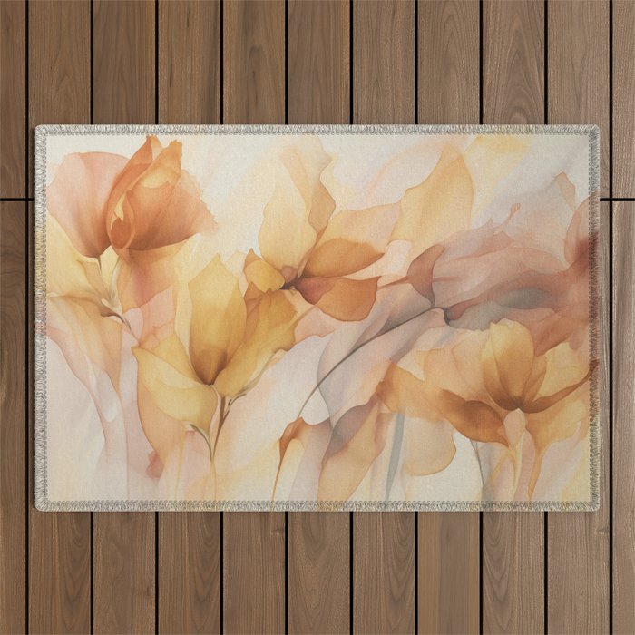 Ethereal Blossom Dreams Amber Marigold Outdoor Rug Gallery Image 1
