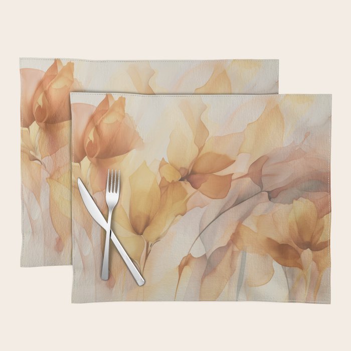 Ethereal Blossom Dreams Amber Marigold Placemat Gallery Image 1