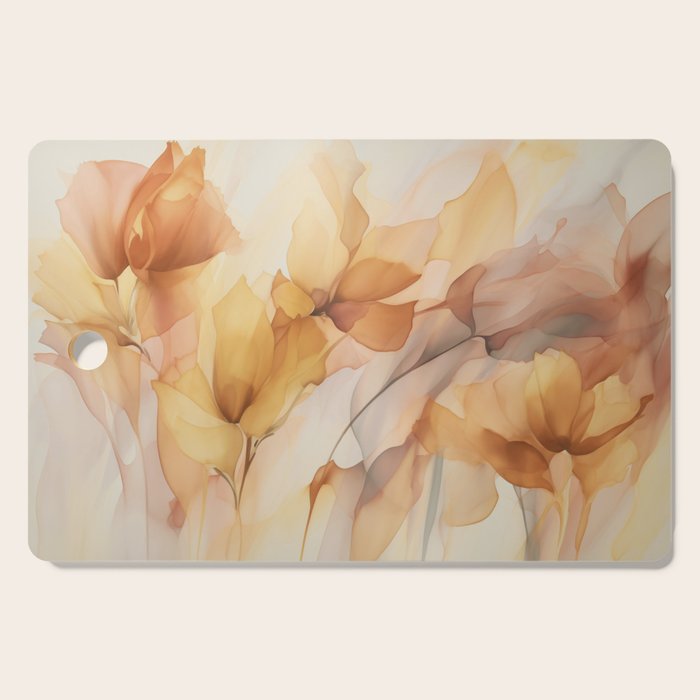 Ethereal Blossom Dreams Amber Marigold Cutting Board Gallery Image 1