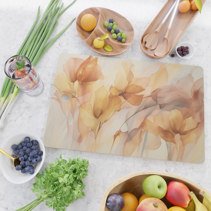 Ethereal Blossom Dreams Amber Marigold Cutting Board Gallery Image 2
