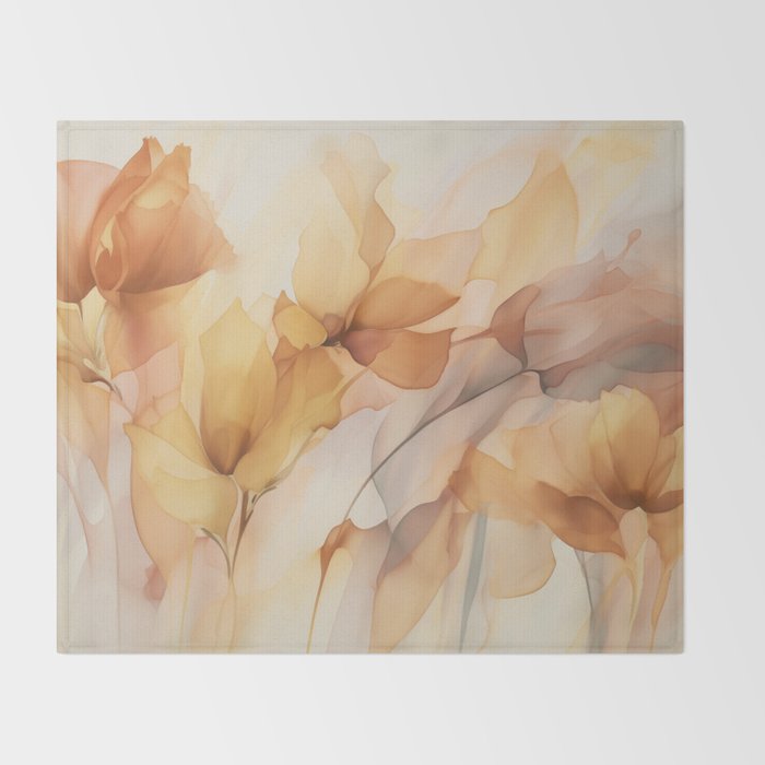 Ethereal Blossom Dreams Amber Marigold Throw Blanket Gallery Image 2