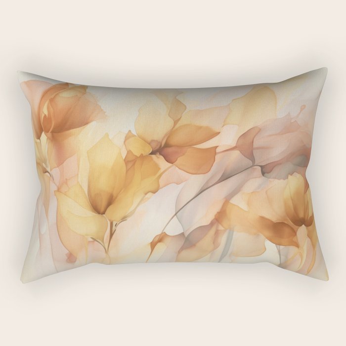 Ethereal Blossom Dreams Amber Marigold Rectangular Pillow Gallery Image 2