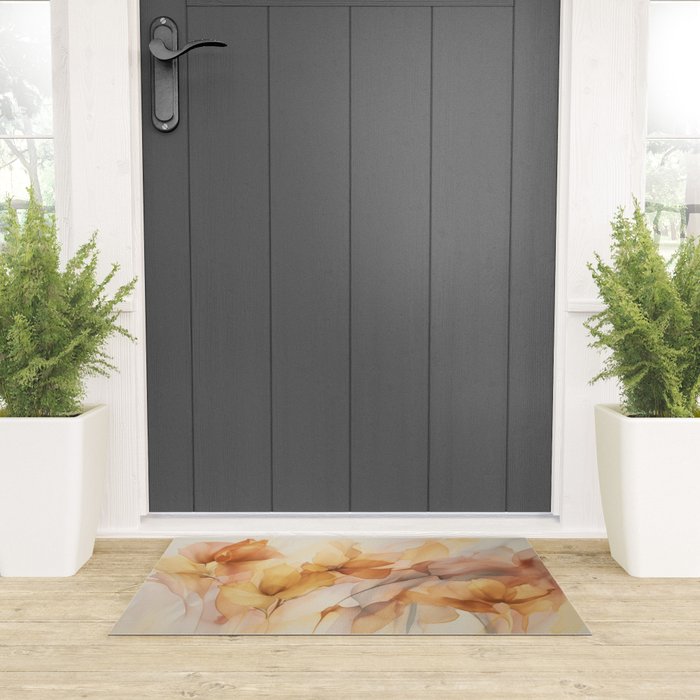 Ethereal Blossom Dreams Amber Marigold Welcome Mat Gallery Image 3