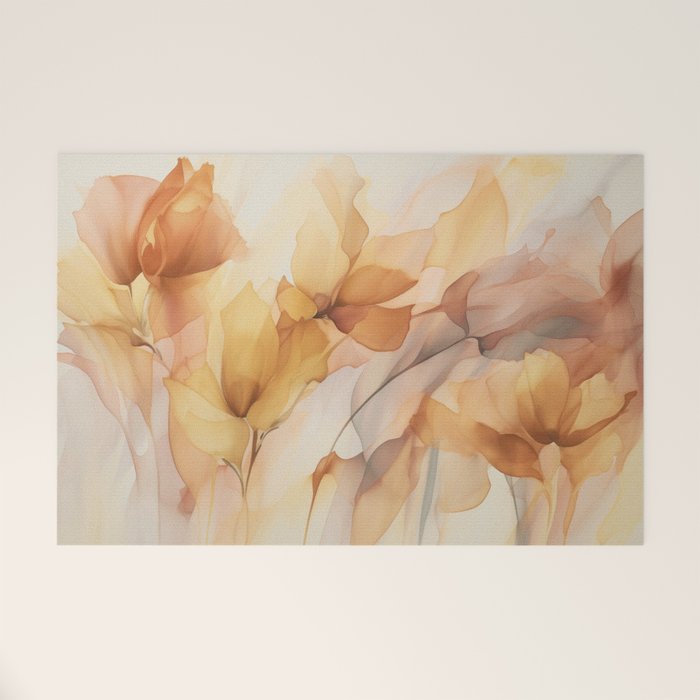 Ethereal Blossom Dreams Amber Marigold Welcome Mat Gallery Image 1