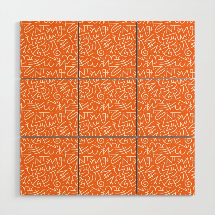 Colorful abstract fun line doodle art pattern Wood Wall Art Gallery Image 1
