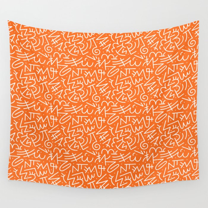 Colorful abstract fun line doodle art pattern Wall Tapestry Gallery Image 4