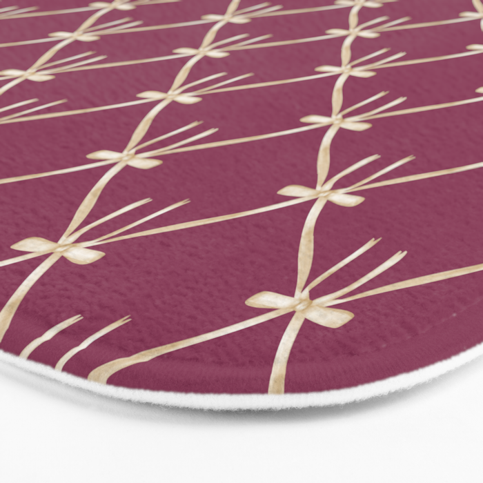 Bows & Ribbons Pattern XXXIII Plum Purple Bath Mat Gallery Image 3