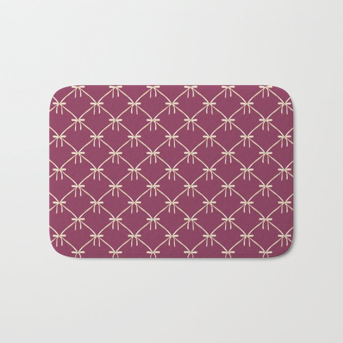 Bows & Ribbons Pattern XXXIII Plum Purple Bath Mat Gallery Image 1