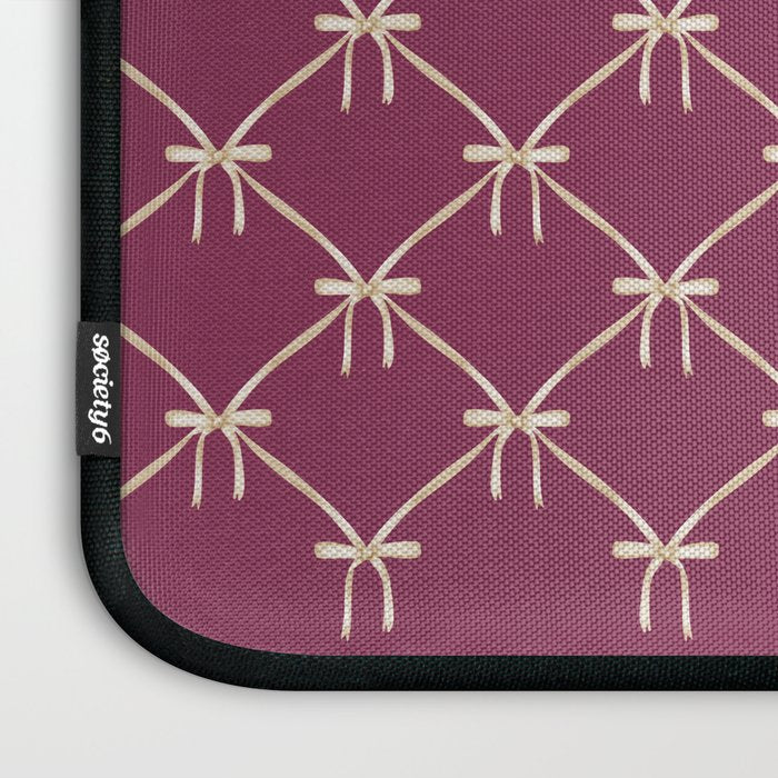 Bows & Ribbons Pattern XXXIII Plum Purple Laptop Sleeve Gallery Image 3