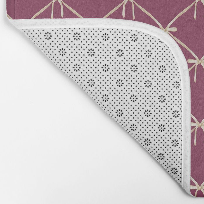 Bows & Ribbons Pattern XXXIII Plum Purple Bath Mat Gallery Image 2