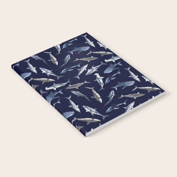 SHARKS PATTERN (NAVY BLUE) Notebook Gallery Image 2